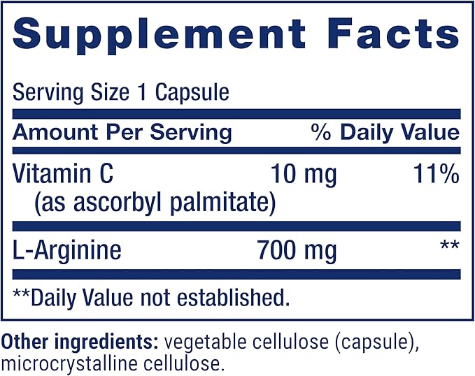 Life Extension L-Arginine Caps, 700 mg, Vitamin C & Amino Acid for Optimal arterial Health, Supports Heart & Immune Health, Healthy Tissue & Bones, Gluten Free, Non-GMO, 200 Capsules