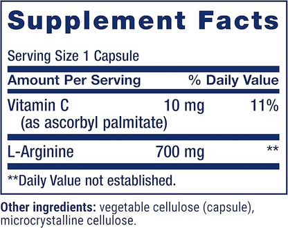 Life Extension L-Arginine Caps, 700 mg, Vitamin C & Amino Acid for Optimal arterial Health, Supports Heart & Immune Health, Healthy Tissue & Bones, Gluten Free, Non-GMO, 200 Capsules