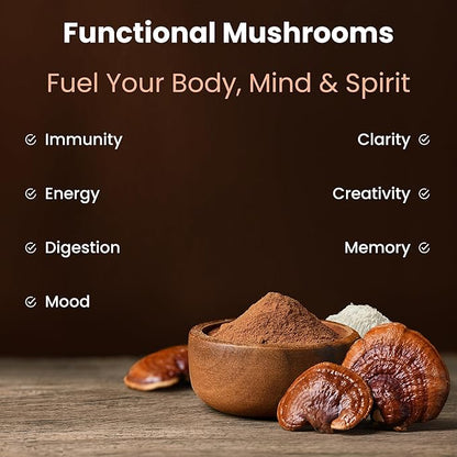 NutraChamps Organic Mushroom Powder - 10-in-1 Complex - Mushroom Supplement Powder Blend for Memory, Focus & Immune Support - 8oz (8.0 OZ, Mushroom Blend)