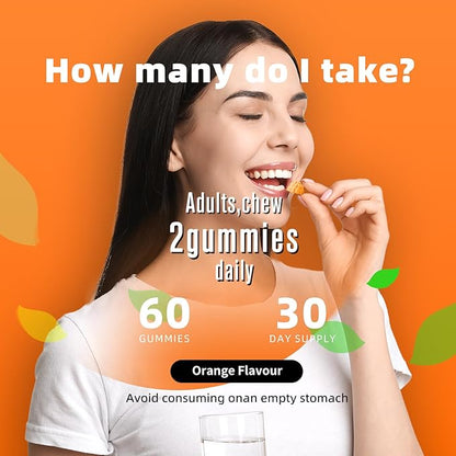 Magnesium Glycinate Gummies 1000mg - for Adults Magnesium Potassium Supplement with Vitamin D, B6, CoQ10 for Calm Mood & Sleep Support - 60 Orange Gummies -1 Pack