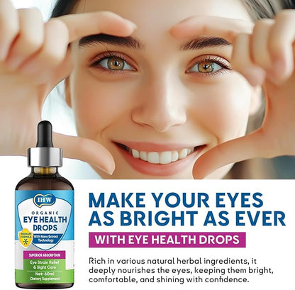 IHW 60ml Eyebright Herb Drops for Eye Health, Eye Fatigue & Dry Eye Support Herbal Supplements W/Euphrasia officinalis Bilberry Goji Leaves Blueberry Extract, Organic Eye Drops for Sight Care