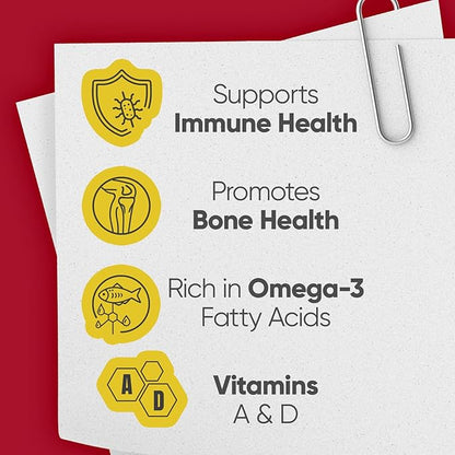 Cod Liver Oil Liquid, Cherry, Fish Oil Liquid with Vitamins A, D, E & B1 for Kids & Adults, Immune & Bone Health, Omega-3, 2 Pack (6.5 fl oz Each)