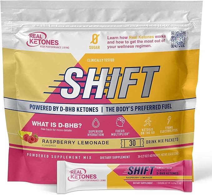 Real Ketones Intermittent Fasting Drink Mix Bundle for Weight Loss Support Raspberry Lemon Shift Electrolytes & Intermittent Fasting Electrolytes for Men with BHB Exogenous Ketones (30 Count Each)