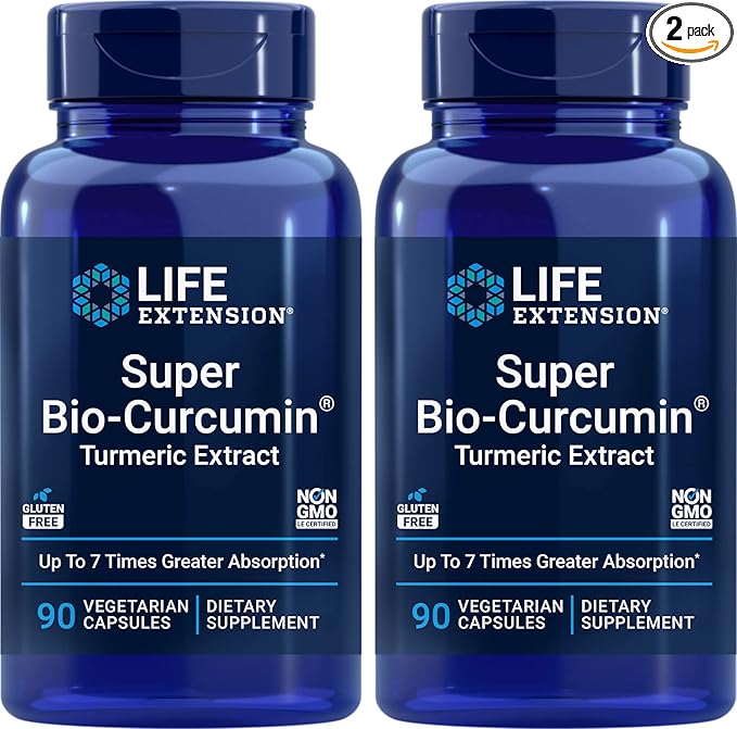 Life Extension Super Bio-Curcumin Turmeric Extract 400mg, 90 Veg Caps (Pack of 2) - Vegetarian Capsule - Non-GMO - Highly Absorbable