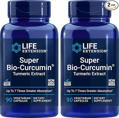 Life Extension Super Bio-Curcumin Turmeric Extract 400mg, 90 Veg Caps (Pack of 2) - Vegetarian Capsule - Non-GMO - Highly Absorbable