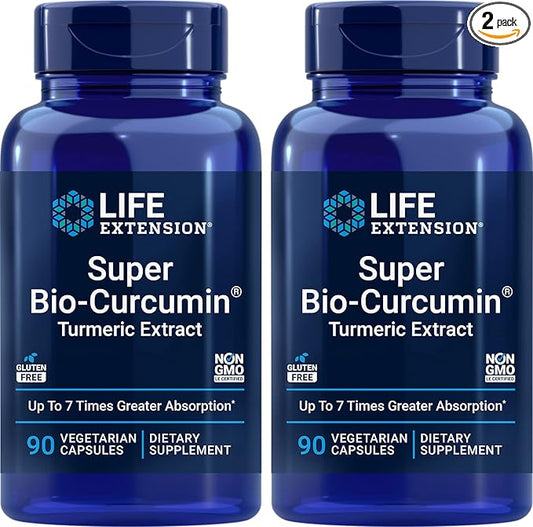 Life Extension Super Bio-Curcumin Turmeric Extract 400mg, 90 Veg Caps (Pack of 2) - Vegetarian Capsule - Non-GMO - Highly Absorbable