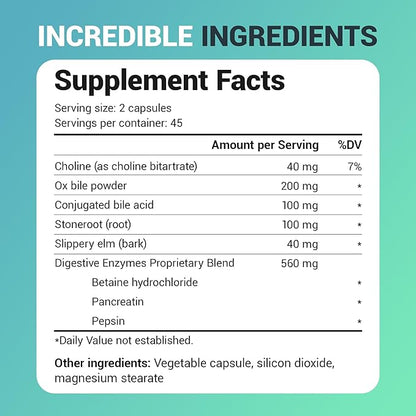 Dr. Berg Gallbladder Formula Extra Strength - with Ox Bile Powder and Conjugated Bile Acid - Digestive Enzymes Proprietary Blend - Full 45-Day Supply - 90 Vegetable Capsules (3 Pack)