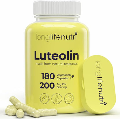 Luteolin Supplement 200mg - 180 Vegetarian Capsules, 3-Month Supply - Strengthen Cognitive Function & Overall Health - Lab Tested, Made in USA, 2 Serving Size
