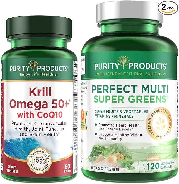 Purity Products Bundle - Krill Omega 50+ with CoQ10 + Perfect Multi Greens