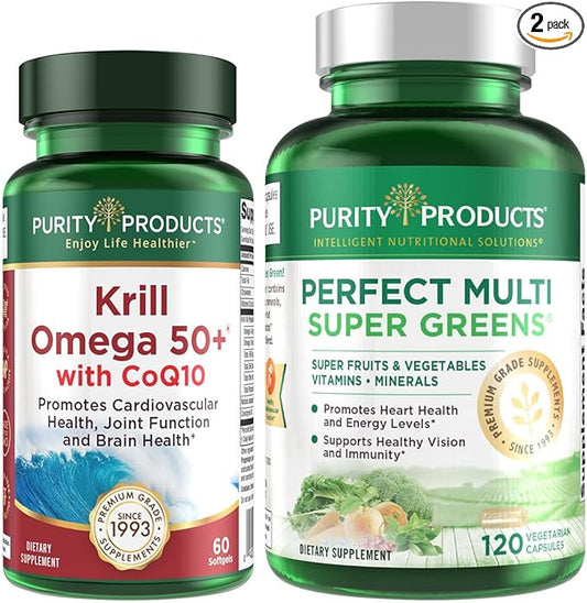 Purity Products Bundle - Krill Omega 50+ with CoQ10 + Perfect Multi Greens