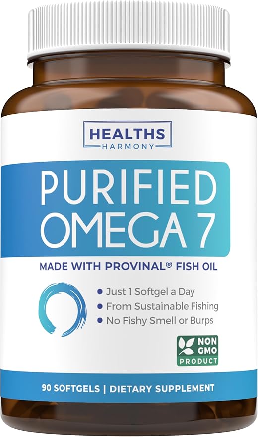 Purified Omega 7 Softgels (3 Month Supply) More Omega 7 & Less Palmitic Acid Than Sea Buckthorn Oil - Provinal Sustainable Peruvian Anchovy Fish Oil Supplement - Non-GMO & Gluten Free - 90 Capsules