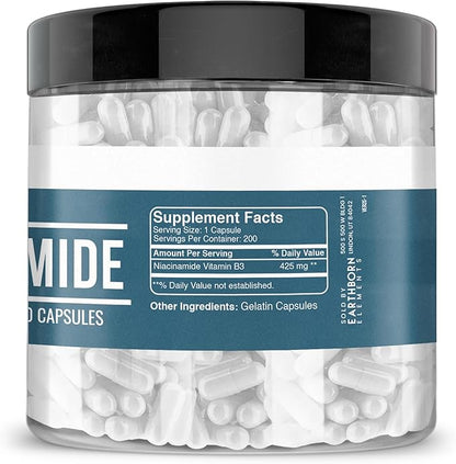 Earthborn Elements Niacinamide (Vitamin B3), Capsules, No Magnesium Fillers, No Flush