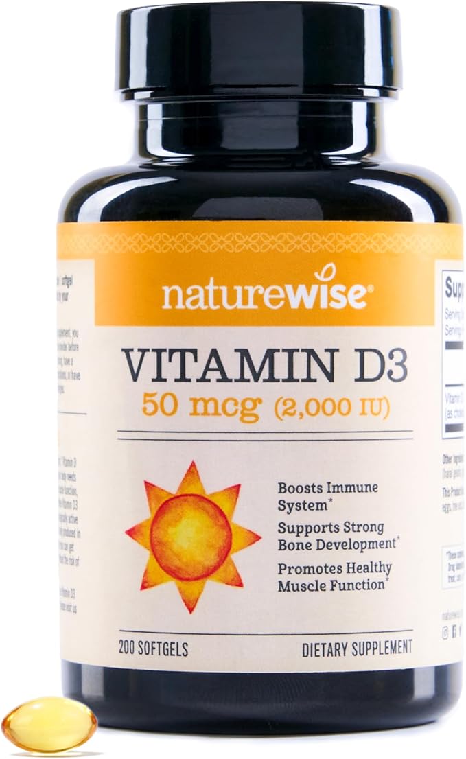 NatureWise Vitamin D3 2000iu (50 mcg) 200-Day Supply for Immune Support, Healthy Muscle Function, and Bone Health - Non-GMO, Gluten Free in Organic Extra Virgin Olive Oil, (Mini Softgel), 200 Count