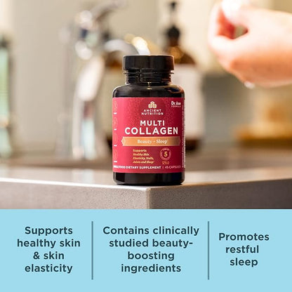 Ancient Nutrition Collagen Pills for Hair, Skin and Nails, Beauty + Sleep 90 Ct, Collagen Supplement + Magnesium, Supports Skin and Nails, Sleep, Paleo and Keto Friendly, Gluten Free