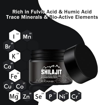 Shilajit Pure Himalayan - 50 Grams Natural Organic Shilajit Resin,Golden Grade Shilajit Supplement for Men and Women with 80+ Trace Minerals & Fulvic Acid for Energy, Immune Support