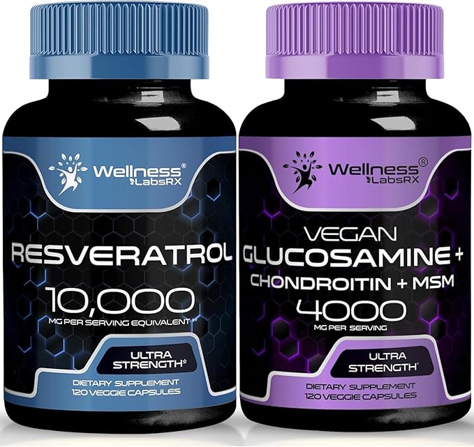 Resveratrol Capsules 10,000mg - Glucosamine Chondroitin MSM 4000mg