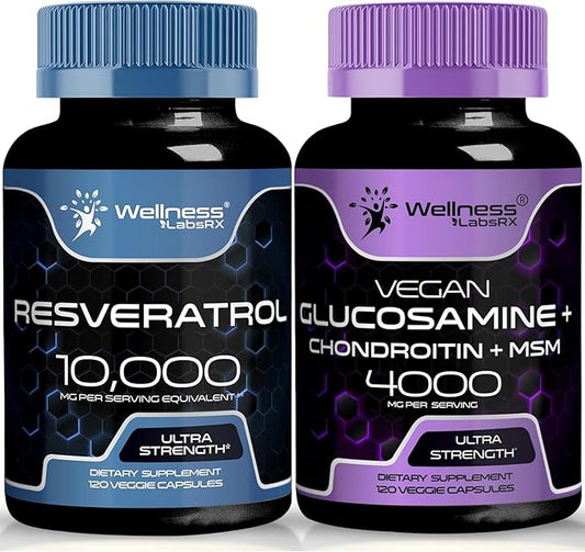 Resveratrol Capsules 10,000mg - Glucosamine Chondroitin MSM 4000mg