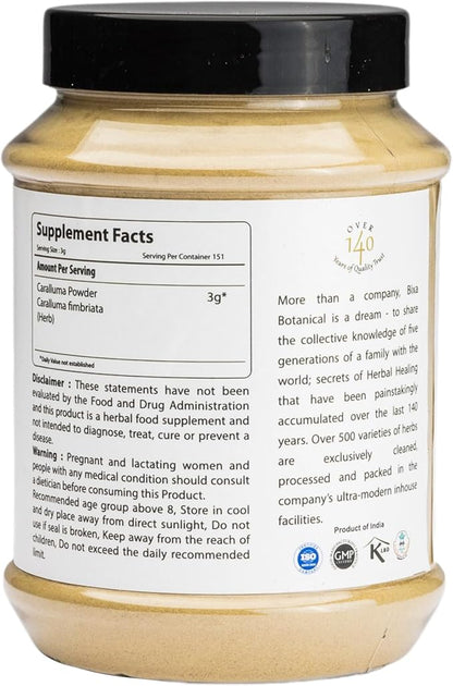 bixa BOTANICAL Caralluma Fimbriata ǀ 1 Pound / 16 OZ | Ayurvedic Herbal Supplement | Endurance Support | Gluten Free, Non-GMO, Steam Treated, Vegan, 100% Pure.