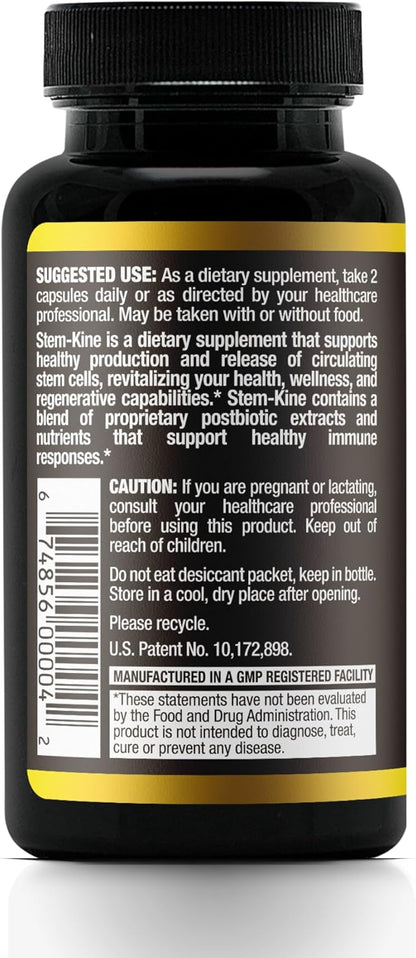 Stem-Kine Stem Cell Supplements, Clinically Proven to Increase Circulating Stem Cells, Pack of 2, Promoting Healing and Anti-Aging, 2 Pack of 60 Capsules Each