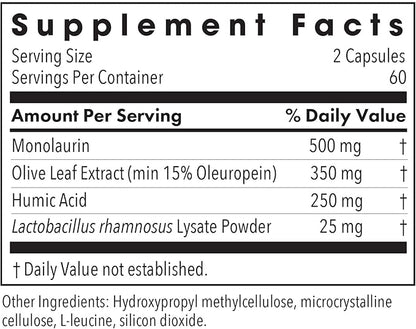 Allergy Research Group Humic-Monolaurin Complex - Immune System Support, Humic Acid Supplements, with Olive Leaf, Vegetarian Capsules - 120 Count