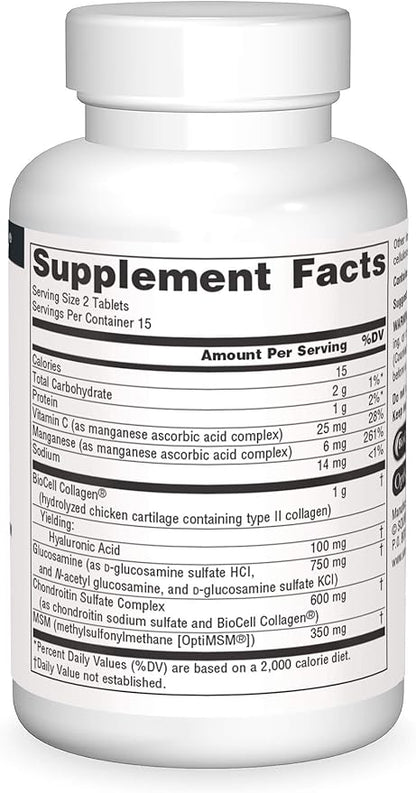 Source Naturals Hyaluronic Joint Complex with Glucosamine, Chondroitin & MSM - 30 Tablets