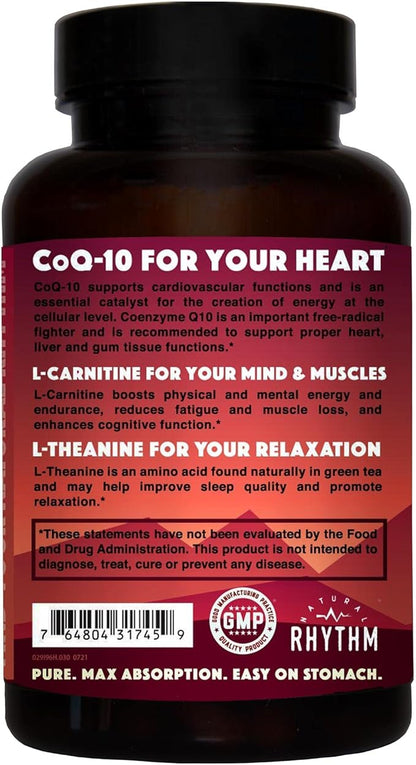 Natural Rhythm CoQ10-ZEN (Coenzyme Q10 + L-Carnitine + L-Theanine) - 30 Capsules