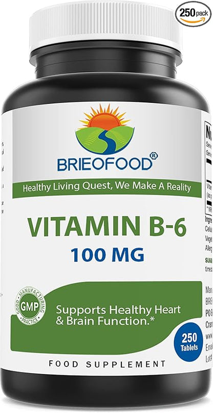 Brieofood Vitamin B6 100 mg 250 Tablets