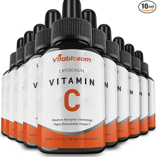 Liposomal Vitamin C 2000mg Liquid for Adults, High Absorption VIT C, Maximize Vitamin C, Good for Immune System & Antioxidant, 60ML (10 Bottles)