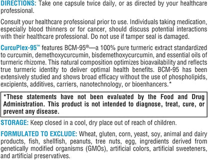 XYMOGEN CurcuPlex-95 - Turmeric Curcumin Supplements with Enhanced Bioavailability - Daily Brain Support Supplement (120 Vegan Turmeric Capsules)