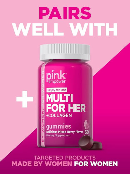 PINK Cranberry Pills for Women | 60 Capsules | Plus Vitamin C | Non-GMO & Gluten Free Extract Supplement | Supports Urinary Tract Health