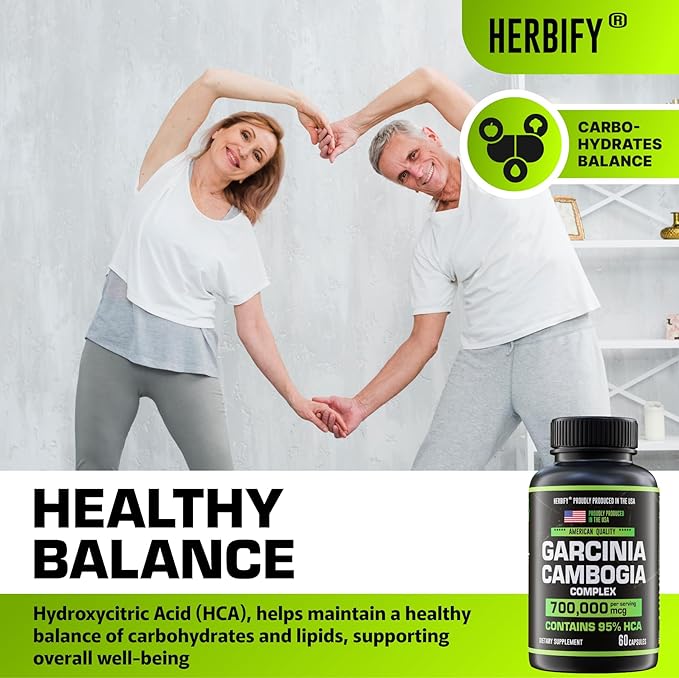 HERBIFY Garcinia Cambogia Wellness Support Supplement for Women & Men - Herbal Extract with Antioxidant Properties - Energy Booster for Daily Vitality and Digestive Support - 60 Count