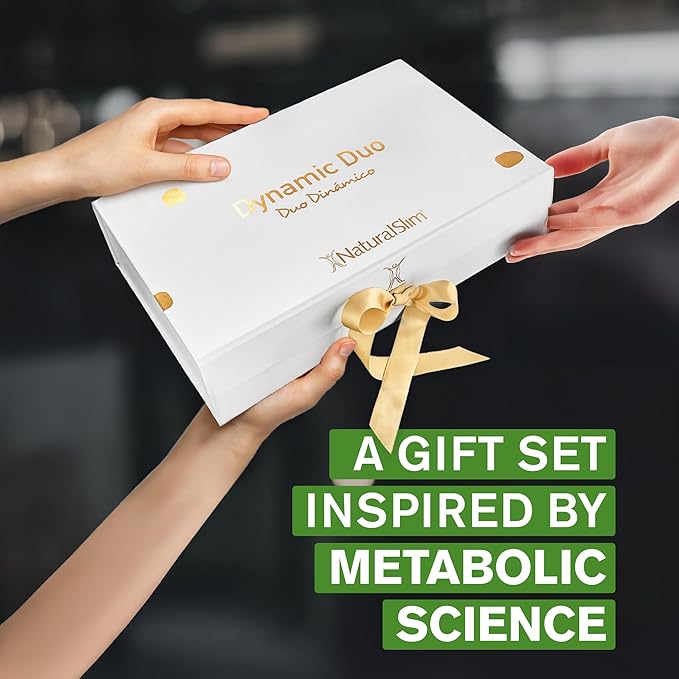 NaturalSlim Dynamic Duo Gift Set - Bundle of MagicMag Magnesium Powder, Kadsorb Potassium Caps, Despierta tu Metabolismo! Book, Double Glass Mug, & Premium Gift Box with Information Leaflet