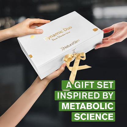 NaturalSlim Dynamic Duo Gift Set - Bundle of MagicMag Magnesium Powder, Kadsorb Potassium Caps, Despierta tu Metabolismo! Book, Double Glass Mug, & Premium Gift Box with Information Leaflet