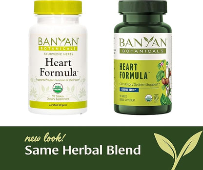 Banyan Botanicals Heart Formula – Organic Herbal Heart Health Supplement with Hawthorn Berry and ­­Guduchi – Supports Proper Function of The Heart* – 90 Tablets – Non-GMO Sustainably Sourced Vegan