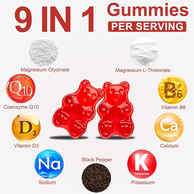 Magnesium Glycinate Gummies 600mg, High Absorption Magnesium Supplement for Adults,Include 200mg Magnesium L-Threonate, Magnesium Support Sleep Quality, Relaxation, Stress Relief Pack of 1