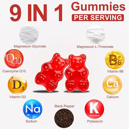 Magnesium Glycinate Gummies 600mg, High Absorption Magnesium Supplement for Adults,Include 200mg Magnesium L-Threonate, Magnesium Support Sleep Quality, Relaxation, Stress Relief Pack of 1