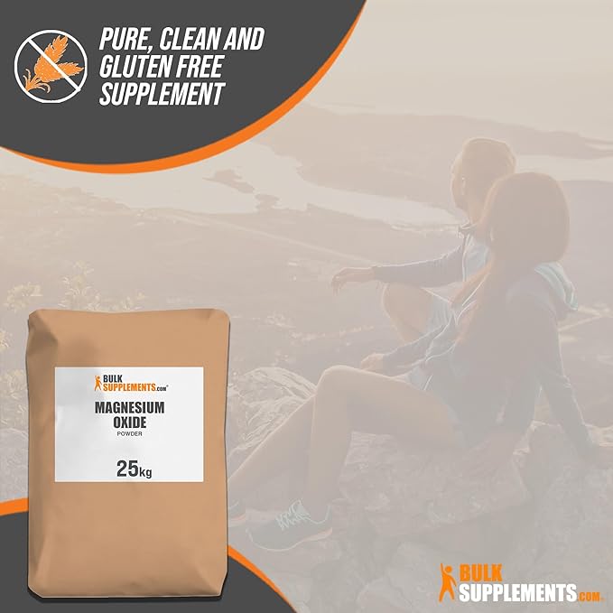 BulkSupplements.com Magnesium Oxide Powder - Magnesium Supplement, Magnesium Oxide Supplement, Magnesium Oxide 500mg - Gluten Free, 835mg (500mg of Magnesium) per Serving, 25kg (55 lbs)