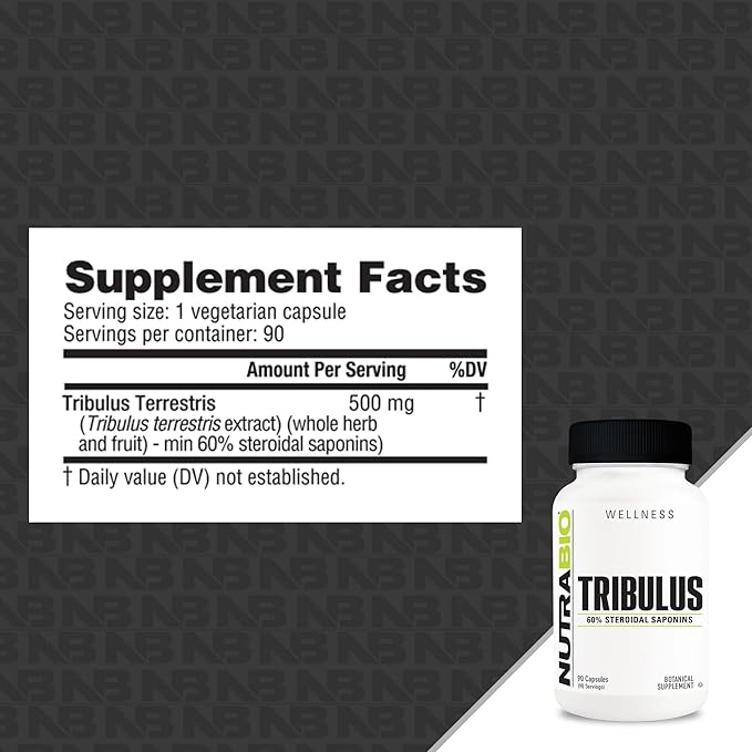 NutraBio Tribulus Terrestris Extract Supplement, 500mg - Tribulus Terrestris for Men and Women- Natural Vitality Booster, 90 Capsules
