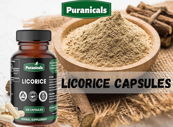 Licorice Premium 320 Capsules Non GMO and Gluten Free | Herbal Supplement | 700 mg Per Serving | Made with 100% Pure Licorice Root
