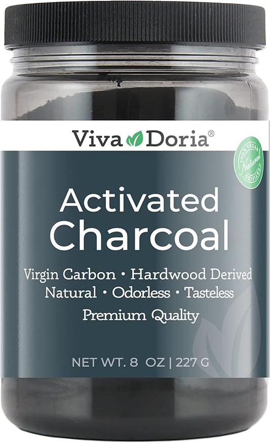 Viva Doria Virgin Activated Charcoal Powder, Hardwood Derived, Food Grade, 8 Oz