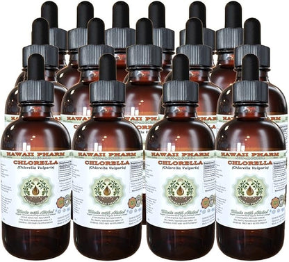Chlorella Alcohol-Free Liquid Extract, Chlorella (Chlorella vulgaris) Entire Plant, Dried Glycerite Hawaii Pharm Natural Herbal Supplement 15x4 oz
