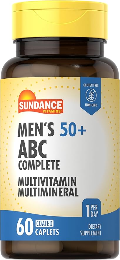 Sundance Men's 50+ ABC Complete Multivitamin | 60 Caplets | with Multimineral Formula | Non-GMO and Gluten Free Supplement