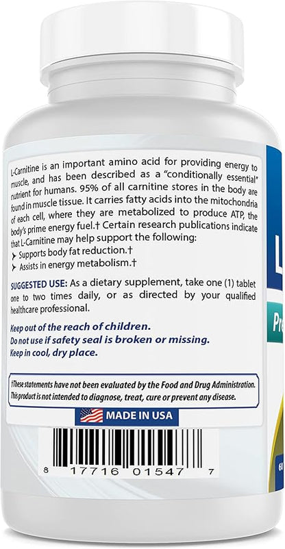 Best Naturals L-Carnitine 1000mg 60 Tablets (60 Count (Pack of 2))