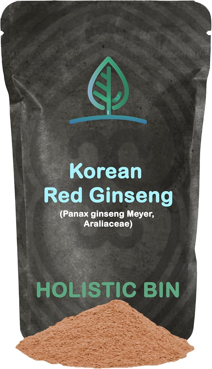 Holistic Bin Korean Red Ginseng Powder Pure Panax Ginseng Supplement | Vegan, Gluten Free, Non GMO, No Fillers | Rich in Ginsenosides (50g)