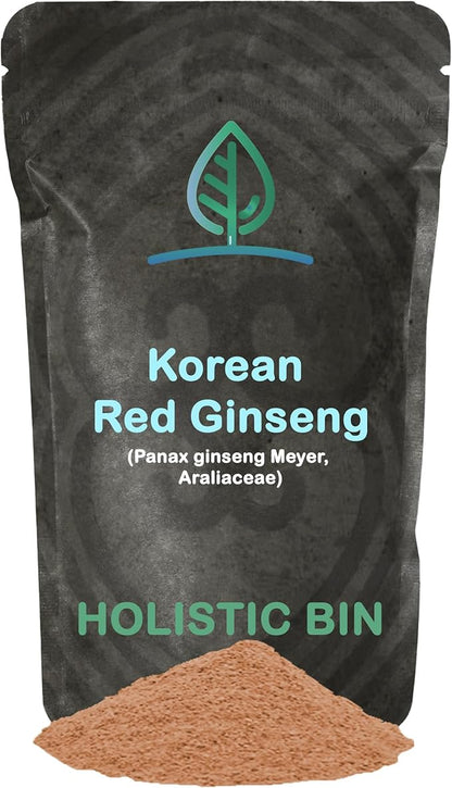 Holistic Bin Korean Red Ginseng Powder Pure Panax Ginseng Supplement | Vegan, Gluten Free, Non GMO, No Fillers | Rich in Ginsenosides (50g)