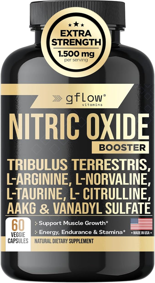 Nitric Oxide Booster - L-Arginine + L- Citrulline + AAKG+ L-Taurine+ L-Norvaline + Vanadyl Sulfate
