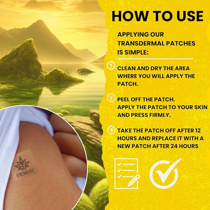 Stronglife Shilajit 500mg & Sea Moss 1000mg Transdermal Patches – 60 Patches High Absorption, Like Capsules and Resin, Easy to Use, Long-Lasting,