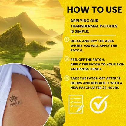 Stronglife Shilajit 500mg & Sea Moss 1000mg Transdermal Patches – 60 Patches High Absorption, Like Capsules and Resin, Easy to Use, Long-Lasting,