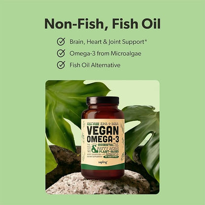 Vegan Omega 3 180 Softgels & Vegan D3 + K2 & Vitamin B Complex Bundle - Plant Based DHA & EPA Fatty Acids, 4000 IU Vitamin D3 and 100mcg Vitamin K2, Essential B Vitamins