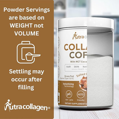 Protein Powder Combined with Premium Columbian Coffee; Grass-Fed, Non GMO, 12g Peptides, MCT Coconut Oil Powder, Soy Free, Gluten Free, Sugar Free, 40mg Caff/Srving; Chai Latte 25 Srvg